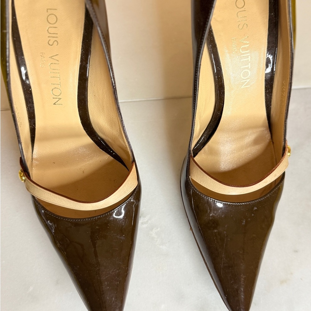 Vintage Louis Vuitton Dark Brown Patent Leather Heels
